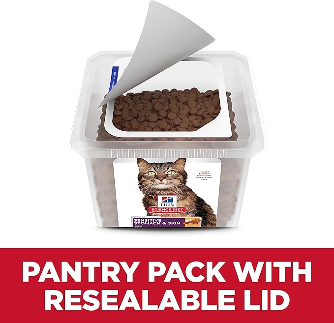 Hill's Science Diet Sensitive Stomach & Skin, Adult 1-6, Stomach & Skin Sensitivity Support, Dry Cat Food, Chicken & Rice, 20 lb Tub