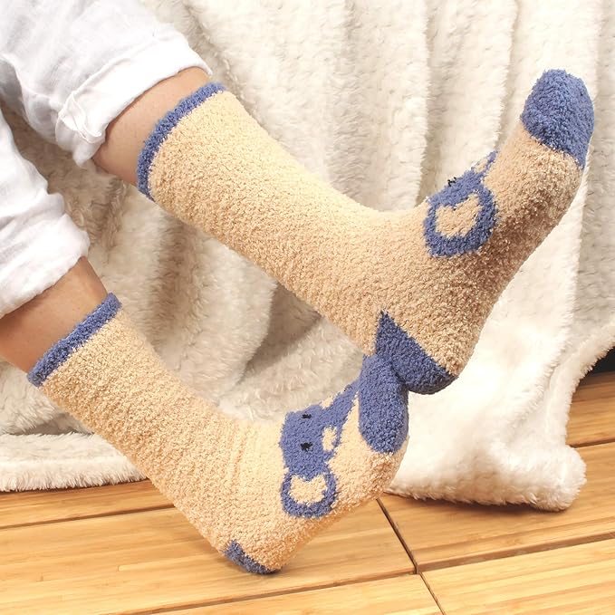 BambooMN Women's Super Soft Warm Microfiber Fuzzy Cozy Animal Socks or Christmas Winter Animal Socks, Value Pack