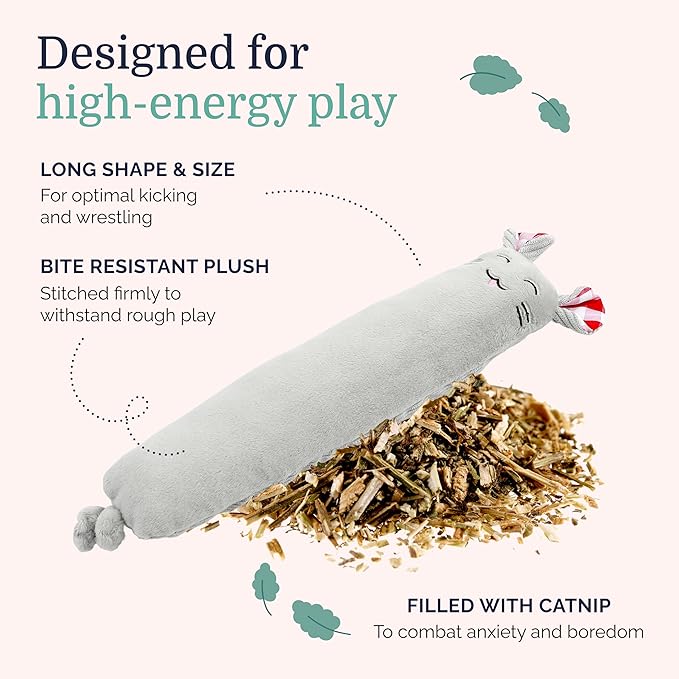 Hepper Plush Mouse Kicker Toy - Catnip Interactive Cat Toy with Bell- Durable Cat Toys for Kicking & Wrestling- Large Cat Toy for Indoor Cats Filled with Catnip- Perfect Pet Gifts for Cats