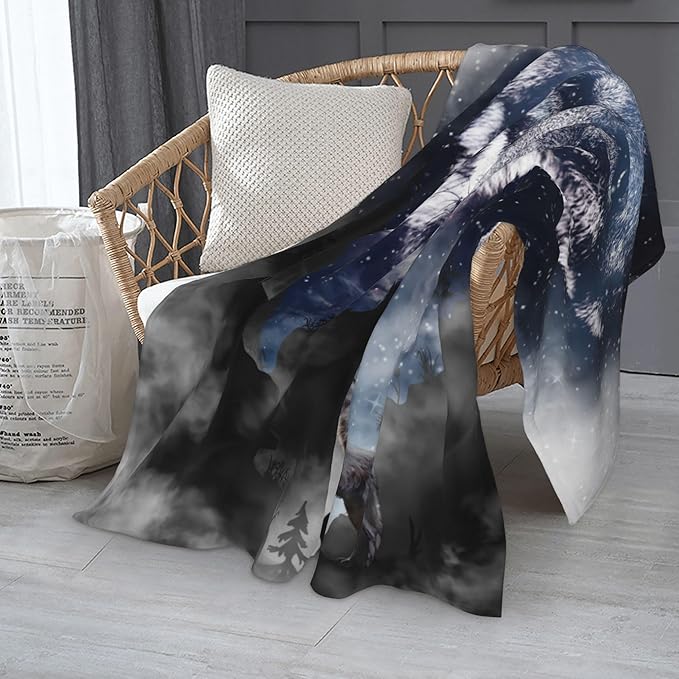 Wolf Soft Throw Blanket Flannel Fleece Blankets Warm Cozy Lightweight Fuzzy Blanket for Bed Sofa Couch Home Decor 60"X50"