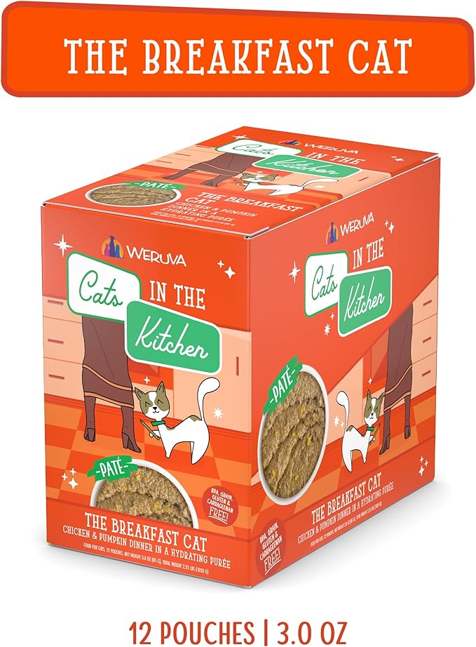 Weruva Cats in The Kitchen Paté, The Breakfast Cat with Chicken & Pumpkin, 3oz Pouch (Pack of 12)