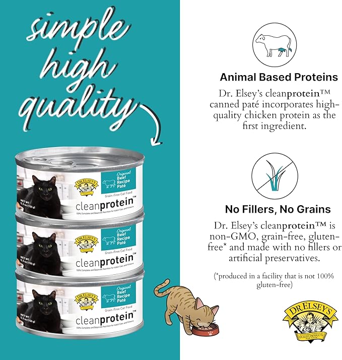 Dr. Elsey's cleanprotein Recipe Beef Recipe Wet Cat Food, (Pack of 24), 5.3oz Cans