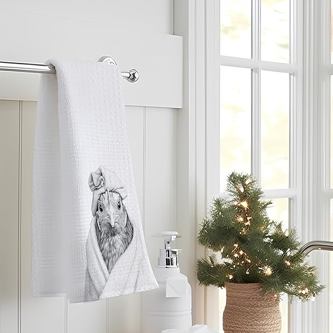 Funny Chicken Towels, Decorative Hand Towels, Kids & Animal Bathroom Decor, 16x24 Inch