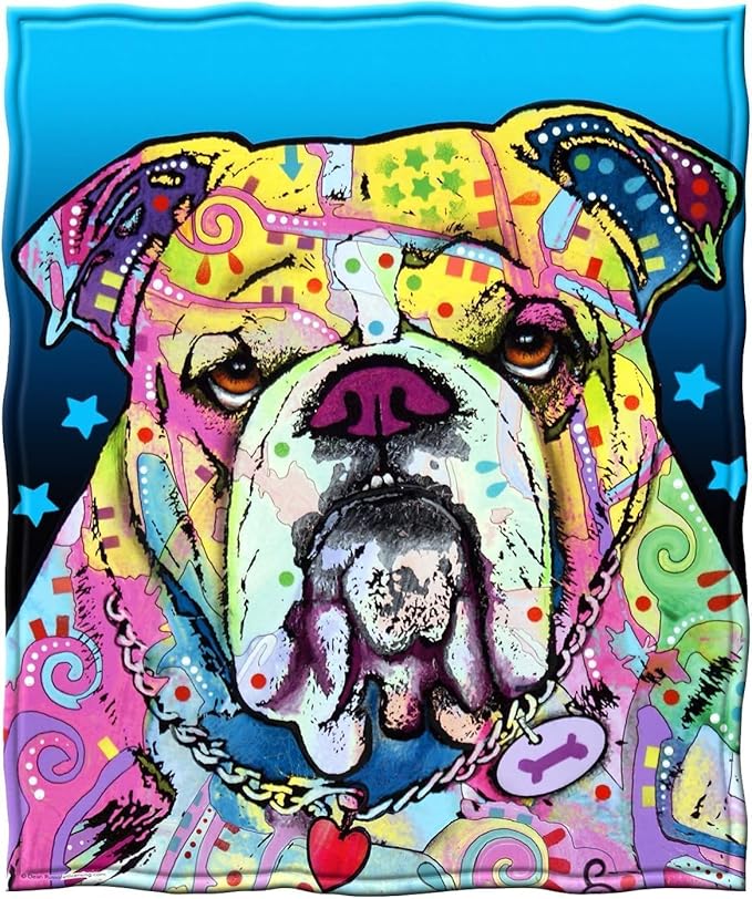 Dawhud Direct 50x60-Inch Fleece Blankets - Dean Russo Bulldog Throw Blanket for Adults and Kids - Soft and Cozy for Bed, Couch, or Travel - Thoughtful English Bulldog Gifts for Women