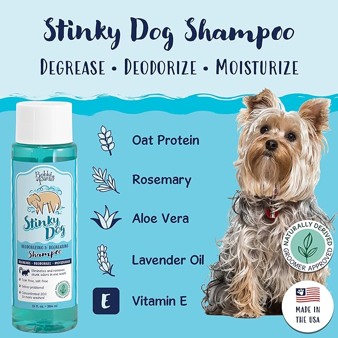 Bobbi Panter Heavy Duty Deodorizing Dog Shampoo for Degreasing & Moisturizing - Natural Ingredients, Tear-Free, pH-Balanced, 20:1 Concentrated Formula, Fresh & Clean Scent, 13 oz.