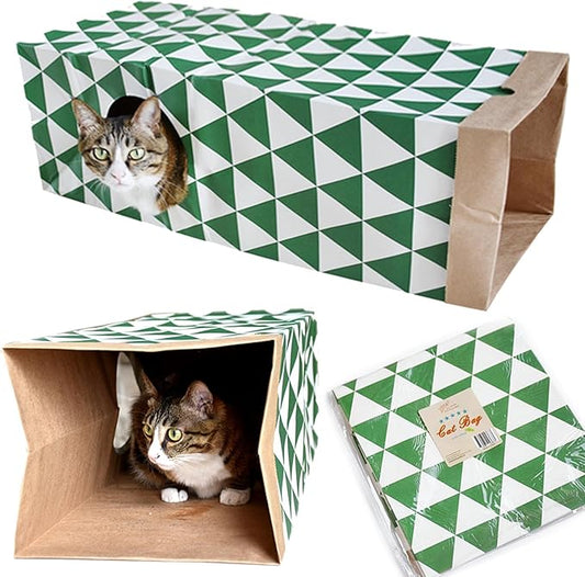 Cat Paper Bag Tunnel Toy Collapsible Tunnel for Rabbits, Kittens, Ferrets, Pet Paper House