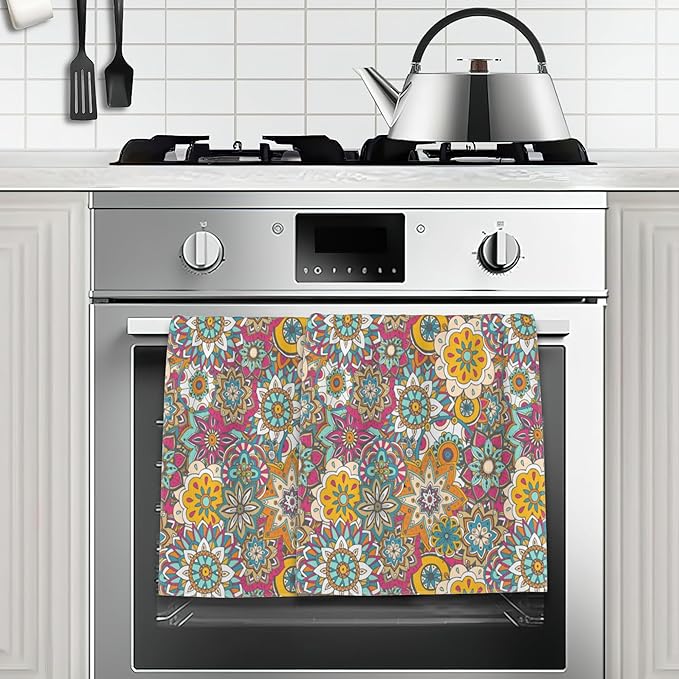 Vintage Turkish Flower Hand Towels for Bathroom,Boho Hand Bath Towels Soft Absorbent Dish Towels for Kitchen Bathroom Gym Beach Decorative Towels,Set of 2