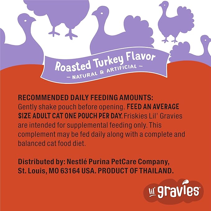 Purina Friskies Lil' Gravies Roasted Turkey Flavor Cat Food Lickable Cat Treats - (Pack of 16) 1.55 oz. Pouches