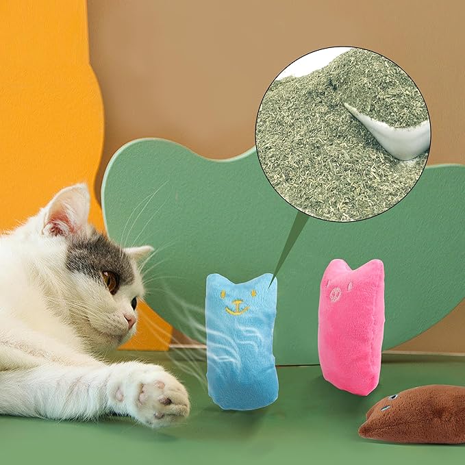 YAODHAOD Cat Catnip Toy, 3 Pcs Catnip Tooth Cleaning Toy, Interactive Cat Kicker Toy for Indoor Cats, Crinkle Sound Catnip Catnip Filled Toys (Crinkle Catnip Toys)
