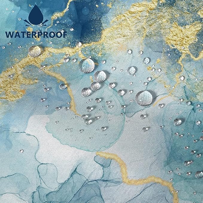 AWERT Teal Marble Shower Curtain for Bathroom Waterproof Quick-Drying Modern Abstract Shower Curtain Set with Hooks 60x72 Inch