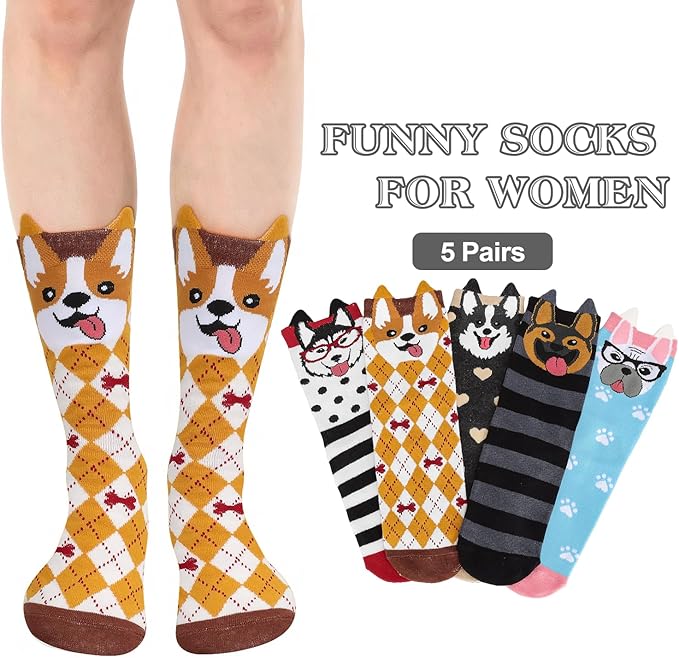 AGRIMONY Women's Cat Socks Cute Animal Socks Dog Valentines Easter Fun Gifts for Women
