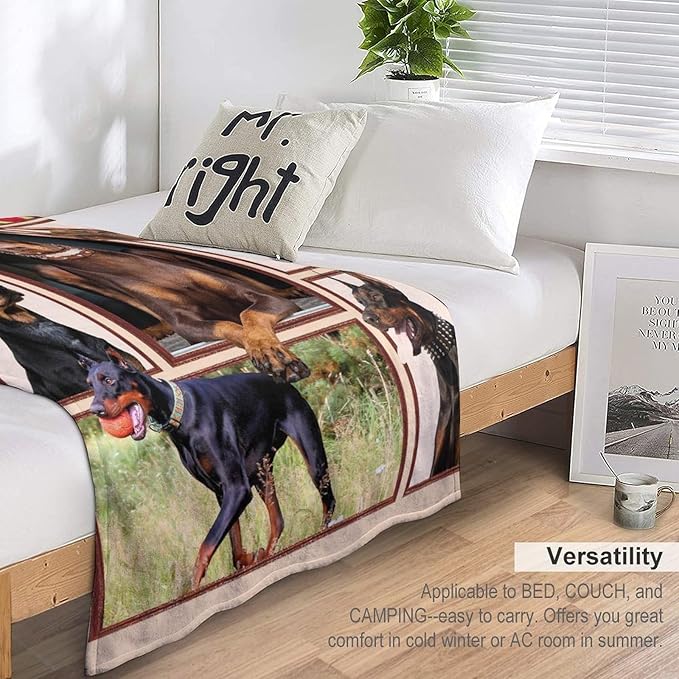 Doberman Gifts for Girls & Boys - Soft, Warm Fleece Throw Blanket for Bed & Sofa - 60"x80"