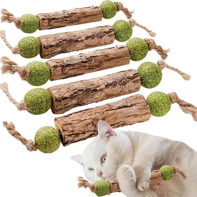 Silvervine Sticks Catnip Toys for Cats, 5 Pack, Interactive Indoor Cat Toy for Teeth Cleaning, Natural Matatabi Chew Treat for Aggressive Chewers