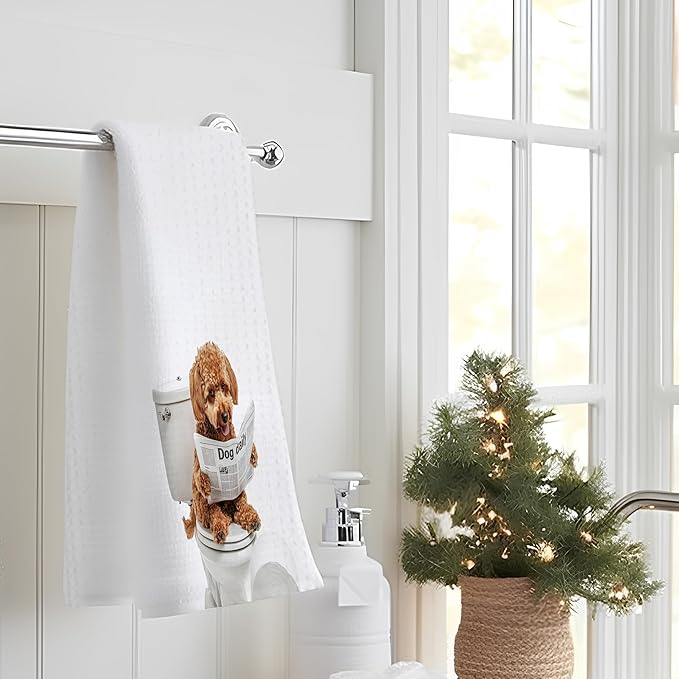 Poodle Hand Towels for Bathroom, Funny Dog Kids Bathroom Decor, Poodle Dog Gifts for Women, 16x24 Inch