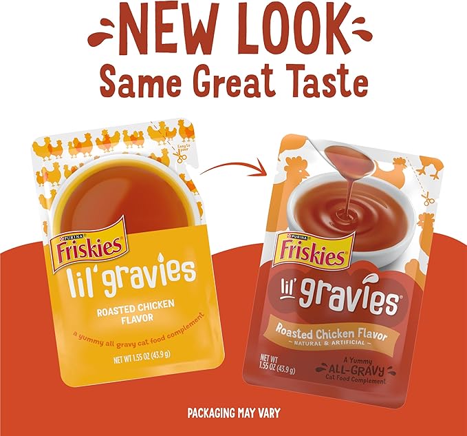 Purina Friskies Lil' Gravies Roasted Chicken Flavor Cat Food Lickable Cat Treats - (Pack of 16) 1.55 oz. Pouches