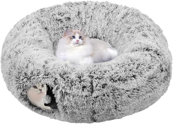 car Bed for Indoor Cats,Multifunctional cat Tunnel Suitable for Small, Medium and Large Cats (Grey)