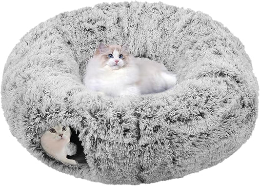 car Bed for Indoor Cats,Multifunctional cat Tunnel Suitable for Small, Medium and Large Cats (Grey)