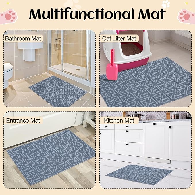 Bienbee Cat Litter Mat, Cat Litter Mat Litter Trapping Mat, Easy to Clean, Soft Litter Box Mat for Cat, Kitty, PVC Material Pad