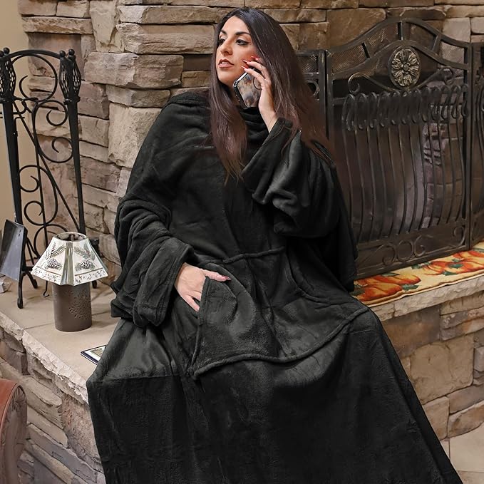 Solaris Wearable Blanket with Sleeves for Adults, Softness Comfort Warmth Fleece Gift for Women Men, Snuggy Body Throw TV Blanket for Home Office Lounge, Gift for Your Lover