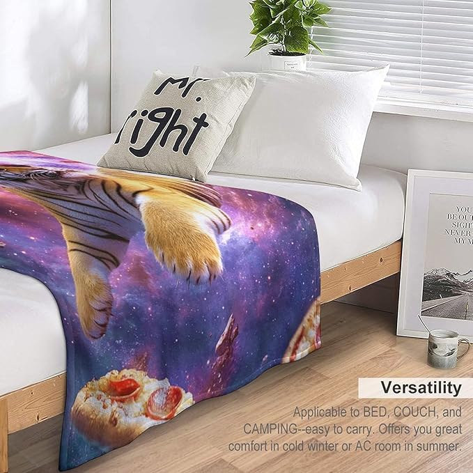 Pizza Blanket Funny Pizza Tiger Gifts for Girls Boys Woman Kids Pizza Lover Throw Blankets Soft Blanket Warm Fleece Flannel Plush Blankets for Bed Sofa Couch 50"x60"