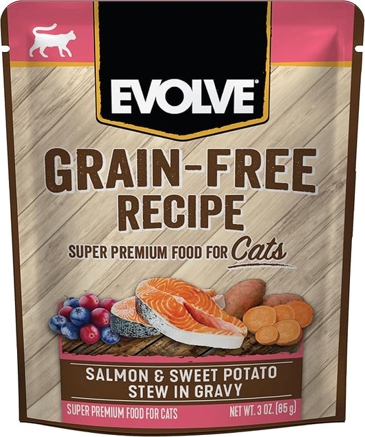 Evolve Grain Free Salmon & Sweet Potato Stew in Gravy Wet Cat Food | 3 oz - 24 pk