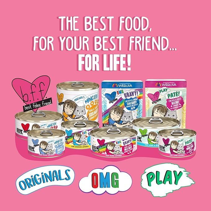 B.F.F. OMG - Best Feline Friend Oh My Gravy!, Tuna & Lamb Lights Out with Tuna & Lamb, 5.5oz Can (Pack of 8)