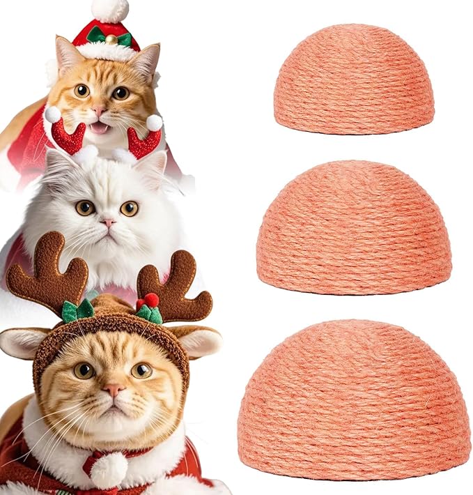 PowerKing Mushroom Cat Scratching Head Replacement - Natural Sisal Refill Parts with M8 Screws - Durable, Safe, and Decorative - Fits Most Scratching Posts Refurbishment (Pink)