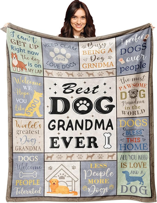 XALAZY Dog Grandma Gifts Blanket 50"X60", Dog Lovers Gifts For Women, Gifts for Dog Lovers, Best Dog Lover Gifts, Dog Gifts for Women, dog grandma gift for women, Dog Themed Gifts for Women, dog decor