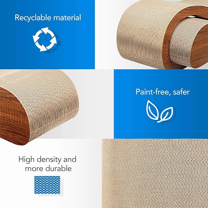 FluffyDream 2 in 1 Cat Scratcher Cardboard Lounge Bed, Cat Scratching Post, Durable Board Pads Prevents Furniture Damage,Large