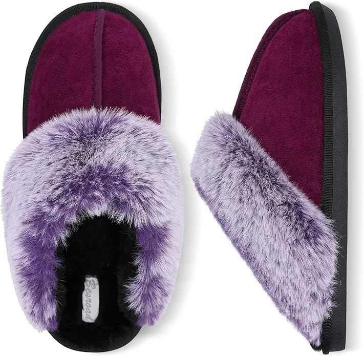 Besroad Winter Fuzzy House Slippers Sandals Plush Faux Fur Fluffy Flats Slippers Warm Slide Shoes for Women