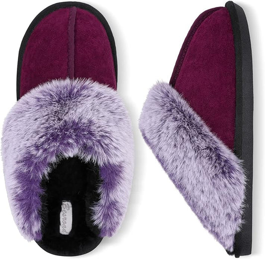 Besroad Winter Fuzzy House Slippers Sandals Plush Faux Fur Fluffy Flats Slippers Warm Slide Shoes for Women