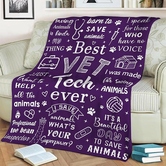 Mosslink Vet Tech Gifts, Vet Tech Week Gifts Bulk, Veterinary Gifts for Women, Vet Tech Appreciation Gifts, Veterinary Technician Gift, Christmas Birthday Gifts for Veterinary Throw Blanket 60"X50"