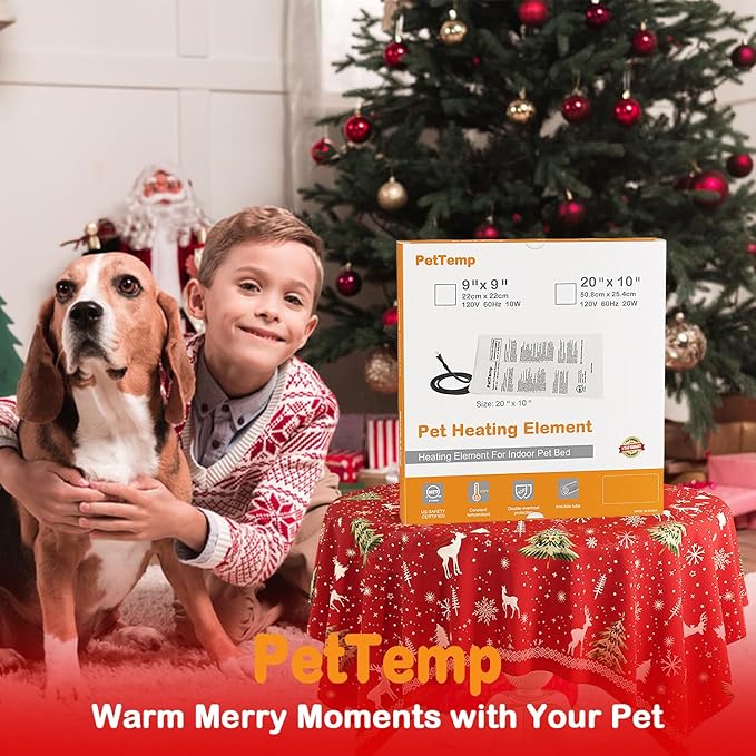 Pet Bed Warmer, Compact Heating Pad Insert for Cat Dog Beds, Turn Any Pet Bed Into a Heated Pet Bed, Waterproof Heated Bed Mat with Chew-Resistant Cord, Safe and Warm (L:20' x 10'')