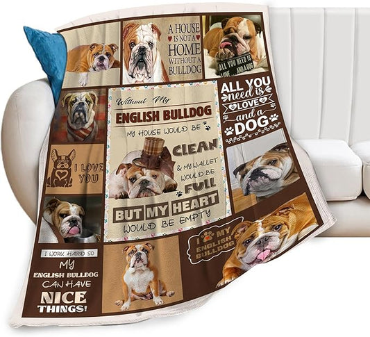 Bulldog Blanket Dog Frenchie Gifts for Girls Boys Woman Kids Bulldog Lover Throw Blankets Soft Blanket Warm Fleece Flannel Plush Blankets for Bed Sofa Couch 40"x50"