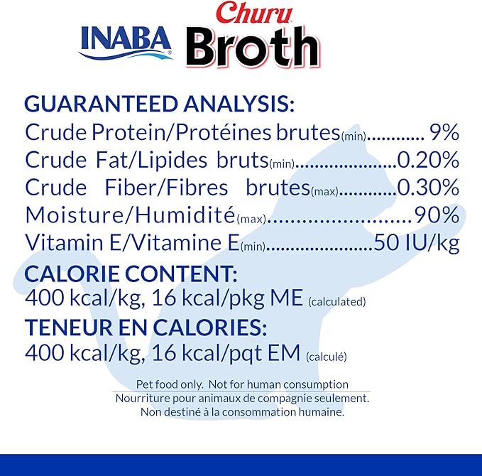 INABA Churu Broth for Cats, Creamy Broth with Shredded Chicken Side Dish Pouch, 1.4 Ounces per Pouch, 12 Pouches, Chicken with Salmon Recipe