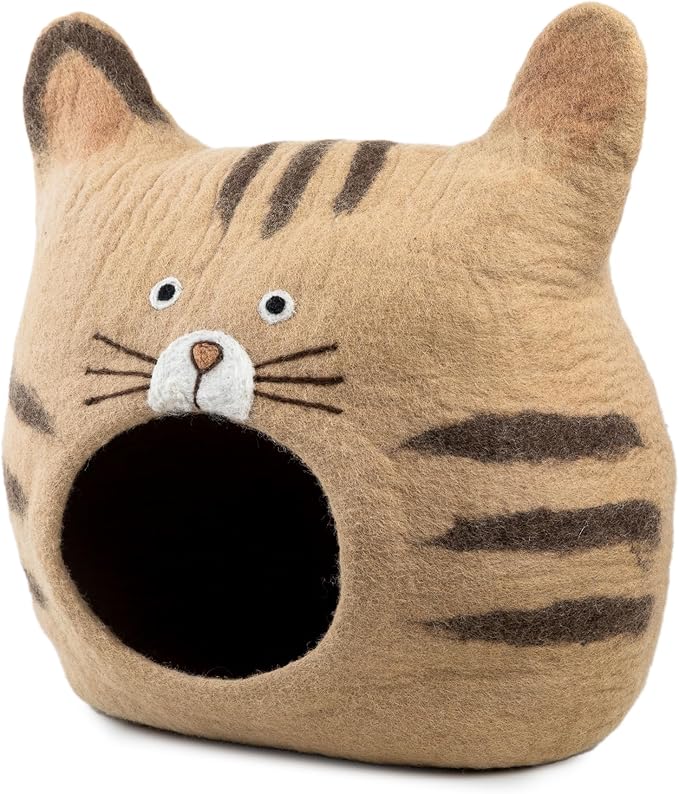 Wool Himalayan Cat Cave - Extra Warm Handcrafted from Eco-Friendly - Stylish Brown Design - Ultimate Indoor Comfort