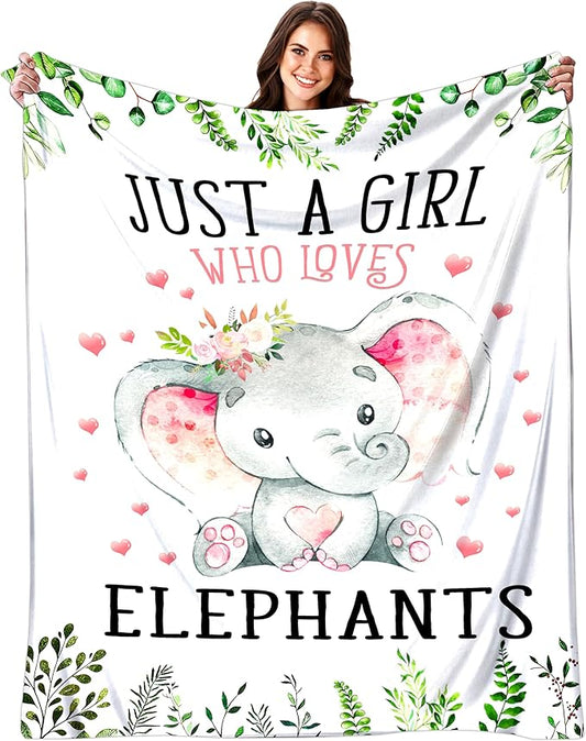 Soft Flannel Elephant Throw Blanket for Kids & Adults - 50"x40"