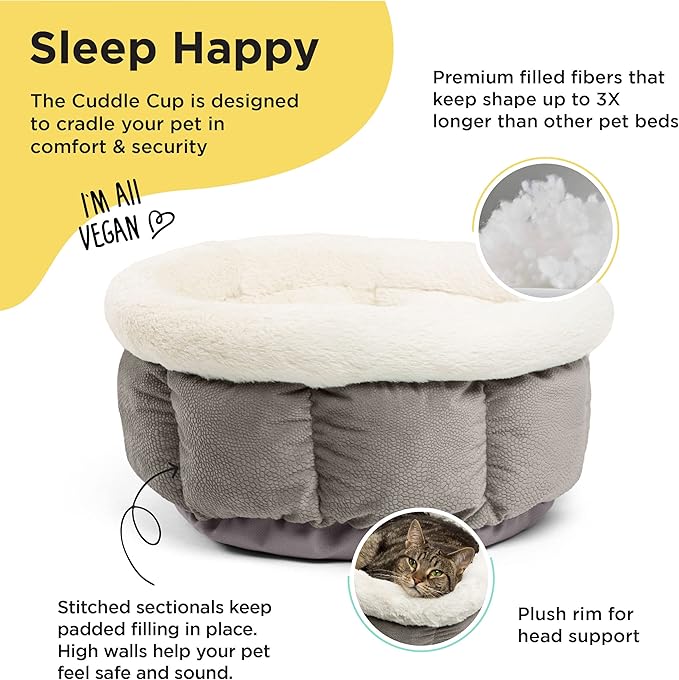 Best Friends by Sheri Cuddle Cup Ilan Cozy Microfiber Cat and Dog Bed in Standard Gray