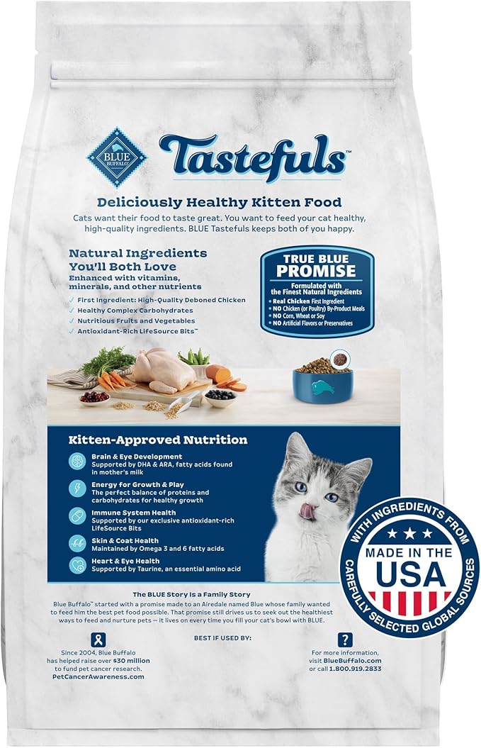 Blue Buffalo Tastefuls Hairball Control Natural Adult Dry Cat Food, Chicken, 15lb bag