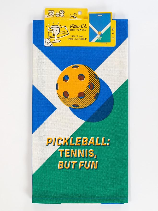 Blue Q Funny Dish Towel ~ Pickleball. Tennis, But Fun. 100% Cotton, Printed, Vibrant Colors, 28" x 21"