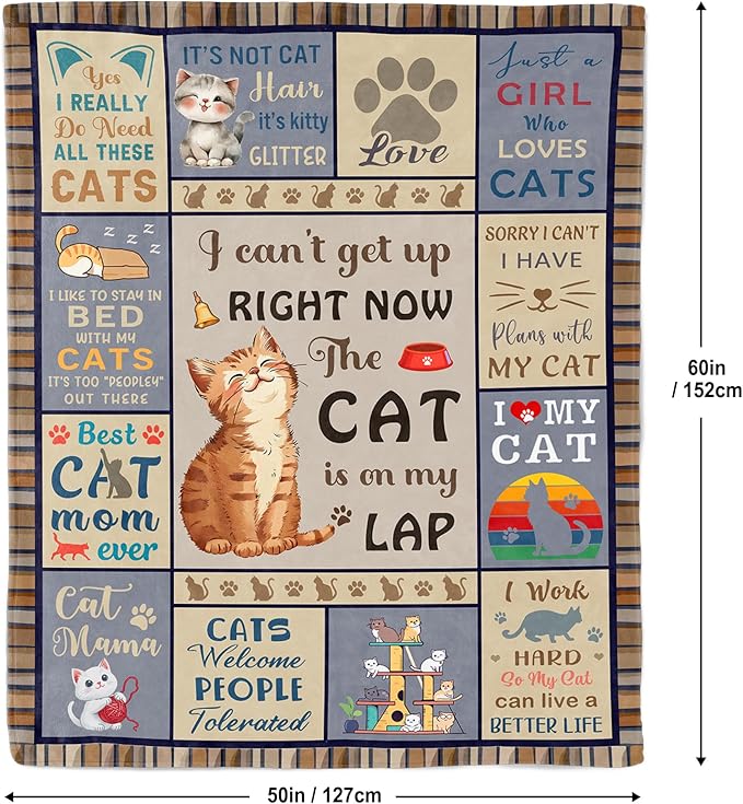 Cat Mom Gifts, Cat Lover/Lady Gifts for Women, Cats Presents for Women Throw Blanket 50"x60"