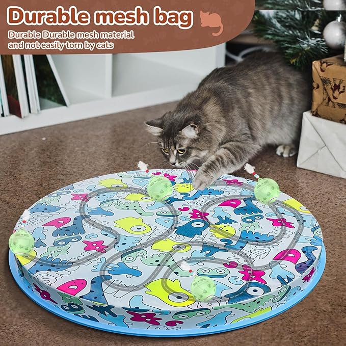 Interactive Cat Toys Ball Fast Rolling in Pouch, Automatic Motion Activated Moving Ball Hide and Seek Game Exercise Kicker Pet Cat Toys for Bored Indoor Kittens Adult Cat