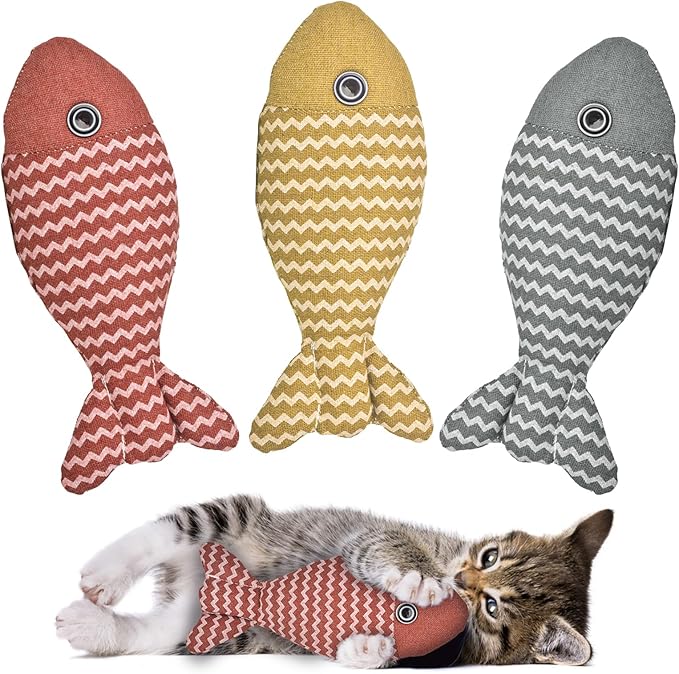 AccEncyc 3Pcs Cat Toys Fish Catnip Toys Interactive Cat Toy Cat Chew Toy Cat Pillow Toys Kitten Exercise Kicker Toys for Indoor Cats Kitty Kitten Catnip Exercise Toys Cat Gifts Kitty Toy