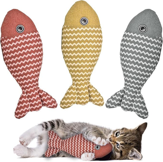 AccEncyc 3Pcs Cat Toys Fish Catnip Toys Interactive Cat Toy Cat Chew Toy Cat Pillow Toys Kitten Exercise Kicker Toys for Indoor Cats Kitty Kitten Catnip Exercise Toys Cat Gifts Kitty Toy
