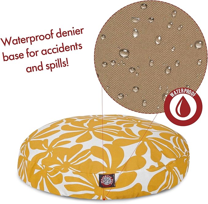 Yellow Plantation Large Round Indoor Outdoor Pet Dog Bed With Removable Washable Cover By Majestic Pet Products