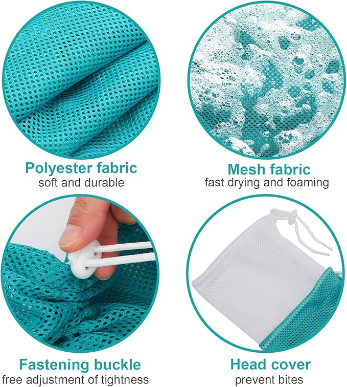 Cat Bathing Bag, Breathable Mesh Cat Shower Bag Anti Scratch Adjustable Cat Grooming Bag for Nail Trimming, Bathing Polyester Soft Cat Washing Bag (White-Green)