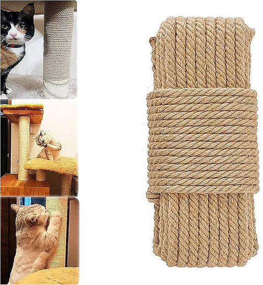 Cat Natural Sisal Rope for Scratching Post Tree Replacement, Hemp Rope for Repairing, Replacement Cat Tree and Tower (6 mm 66 Ft)