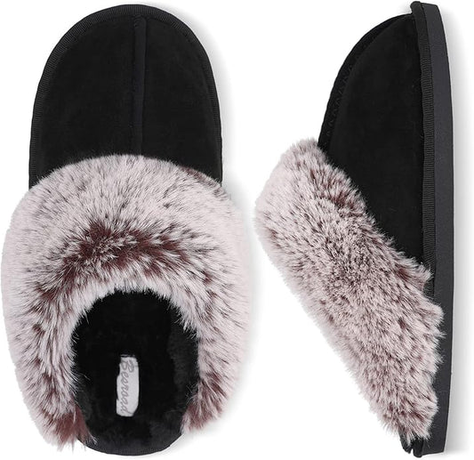 Besroad Winter Fuzzy House Slippers Sandals Plush Faux Fur Fluffy Flats Slippers Warm Slide Shoes for Women
