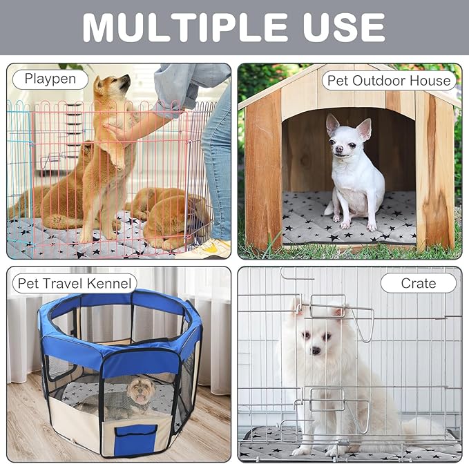 Namalu 4 Pack Self Warming Cat Bed Self Heating Cat Mat Star Pattern Soft Dog Crate Pad Thermal Pet Bed Mat Anti Slip Kennel Mat Washable Dog Cat Warming Bed for Outdoor Indoor Pet (24 x 35 Inch)