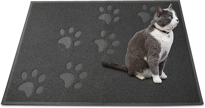 Andalus Large Cat Litter Mat, Pack of 1 - Waterproof, Non-Slip & Easy to Clean Cat Litter Box Mat for Extra Efficient Pet Litter-Trapping, Grey (30” X 18”)